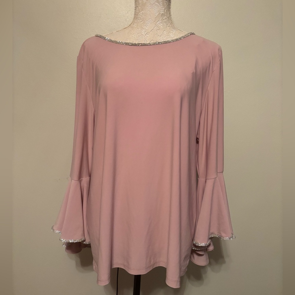 Elegant Pink Women's Top with Silver Accents